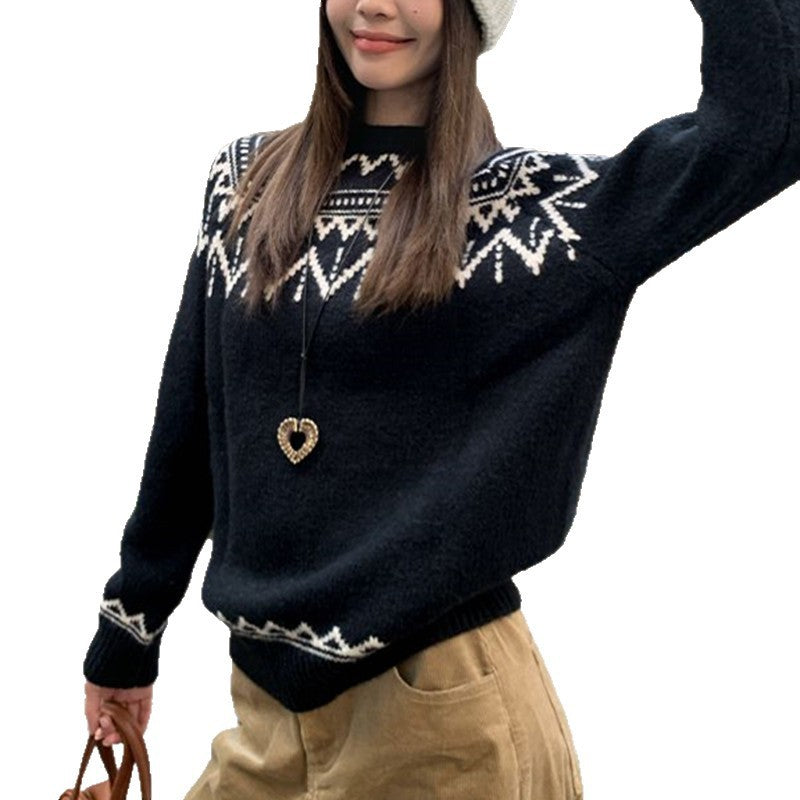 Damen Grobstrickpullover Norwegermuster Norvielle