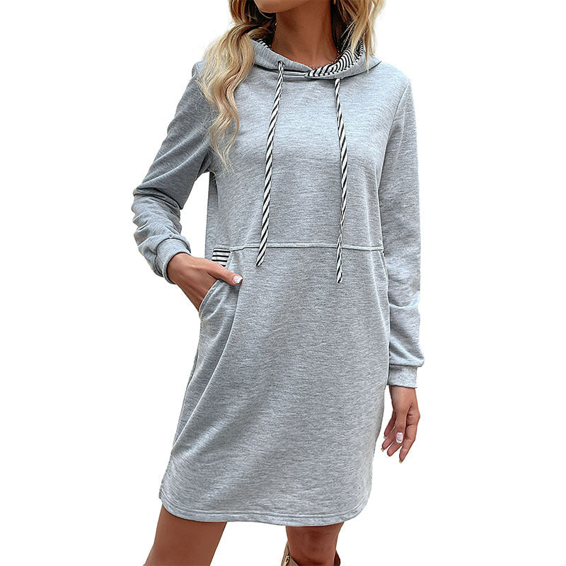 Damen Sweatkleid mit Kapuze und Taschen Norvielle