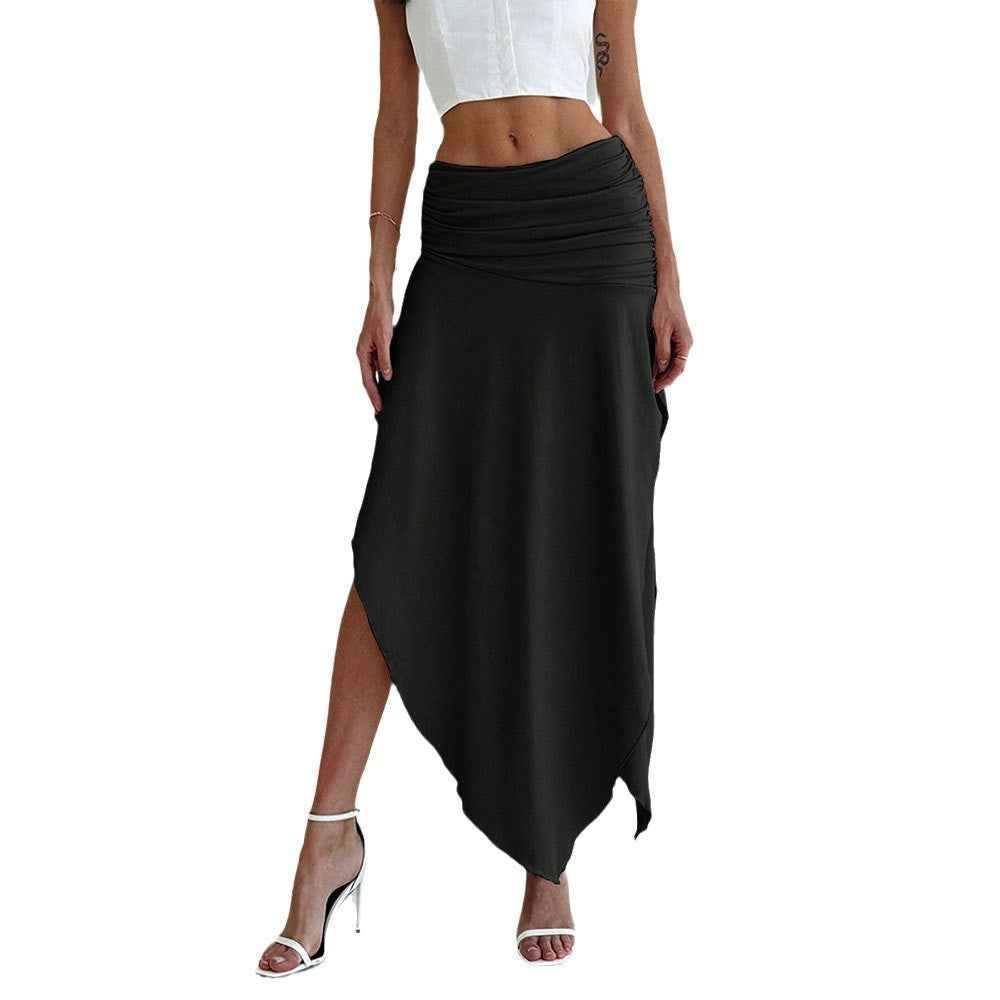Damen Asymmetrischer Maxirock Elegante Raffung