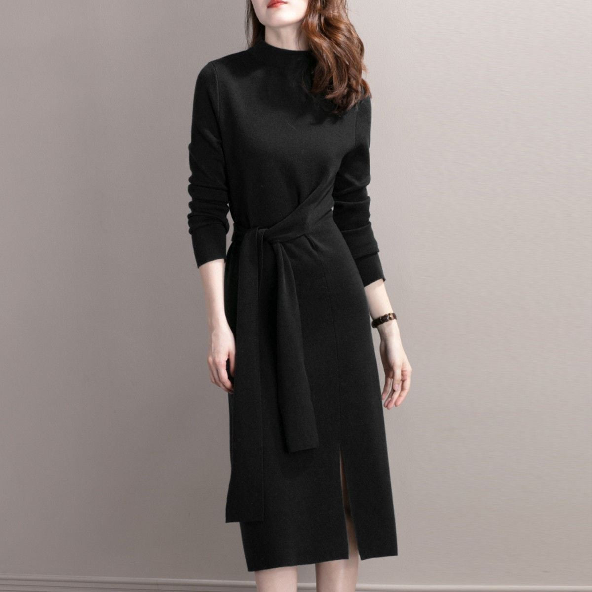 Damen Wickelkleid mit V-Ausschnitt und Seitenschlitz Norvielle