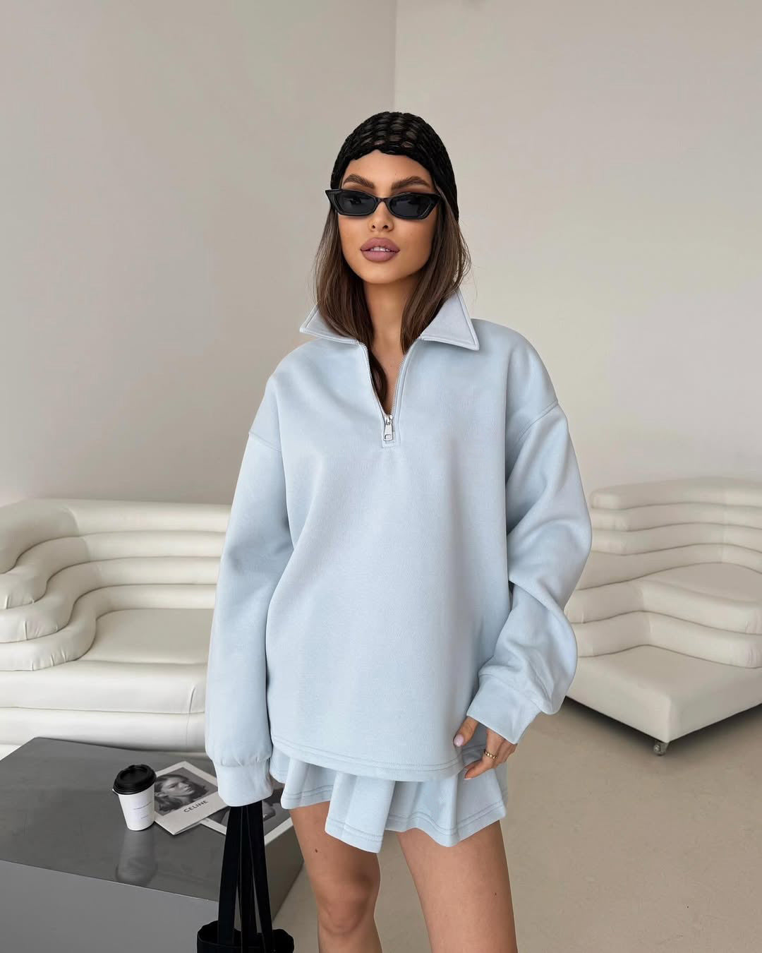Damen Sweatshirt Reißverschluss Norvielle