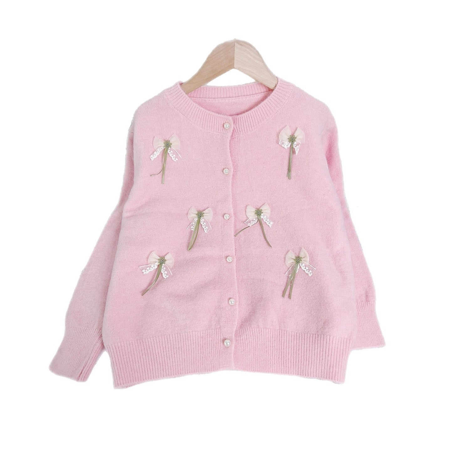 Damen Strickjacke mit Schleifen-Applikationen