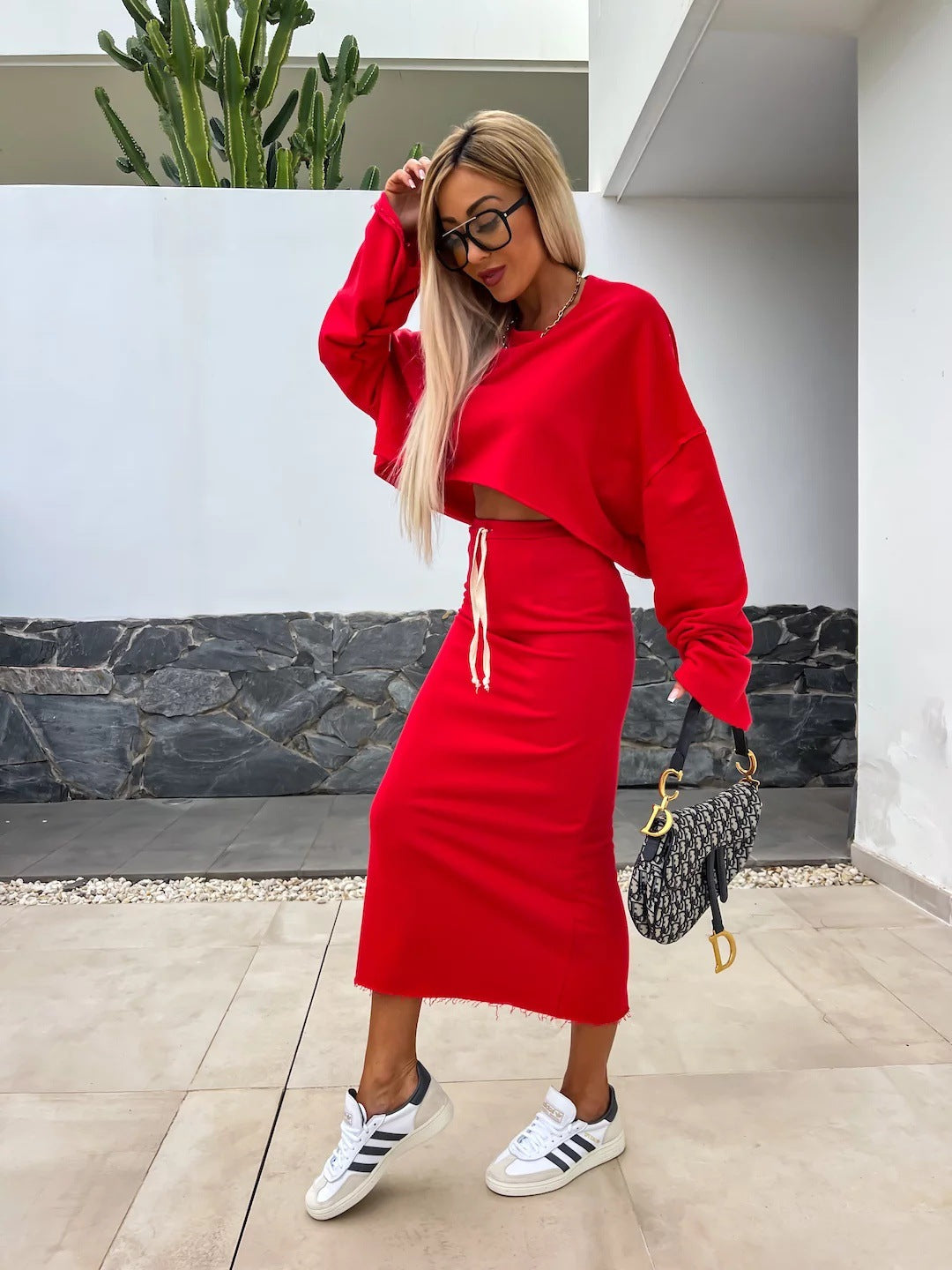 Damen Sweatshirt Set Midirock Norvielle