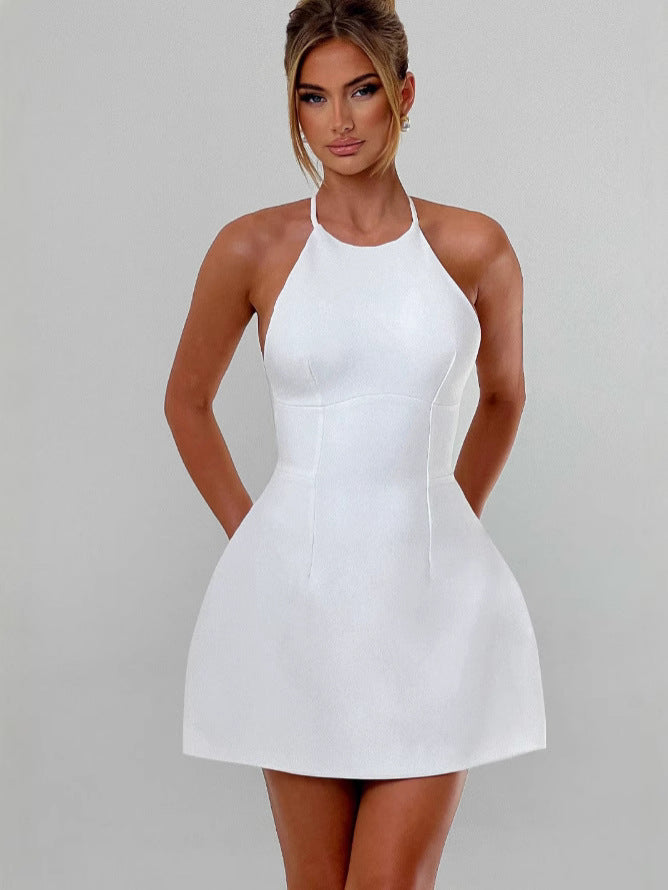 Damen A-Linien Minikleid Schmales Halterdesign Figurschmeichelnd