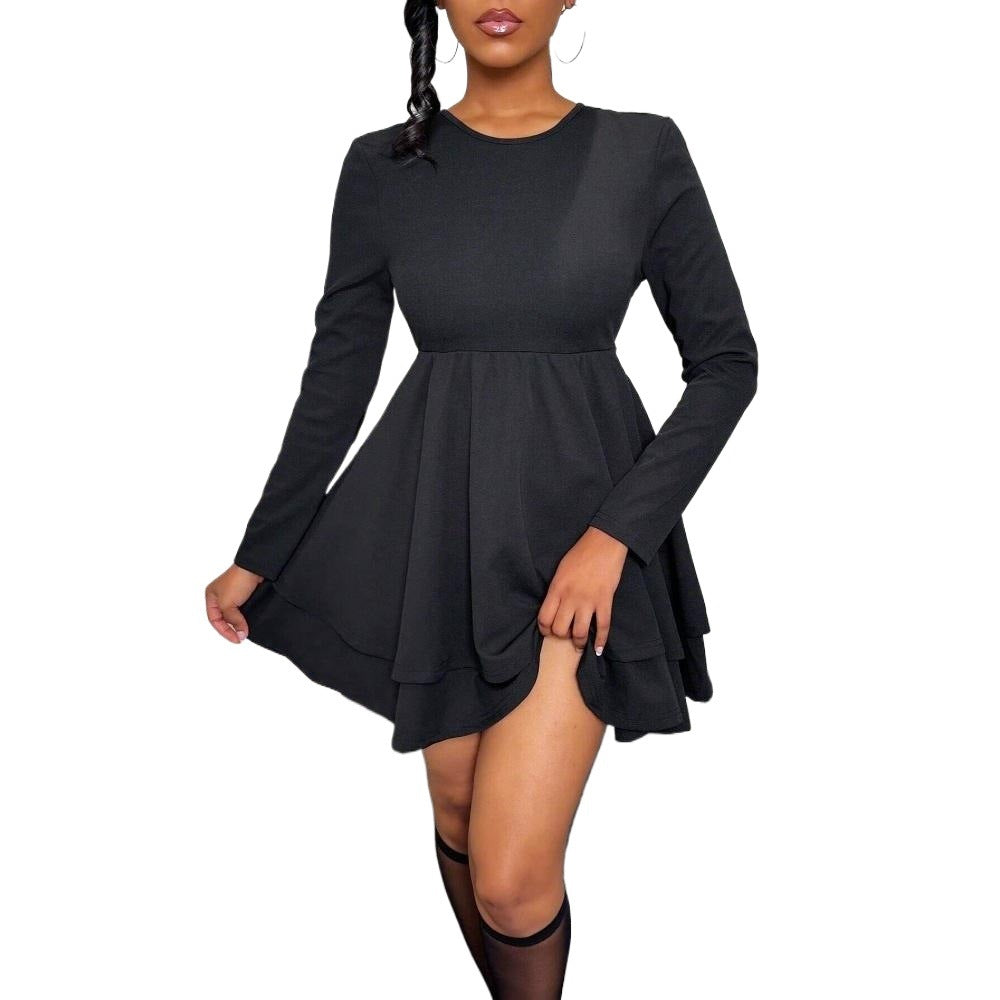 Damen Minikleid Raffungen Länge Knie Langärmlig