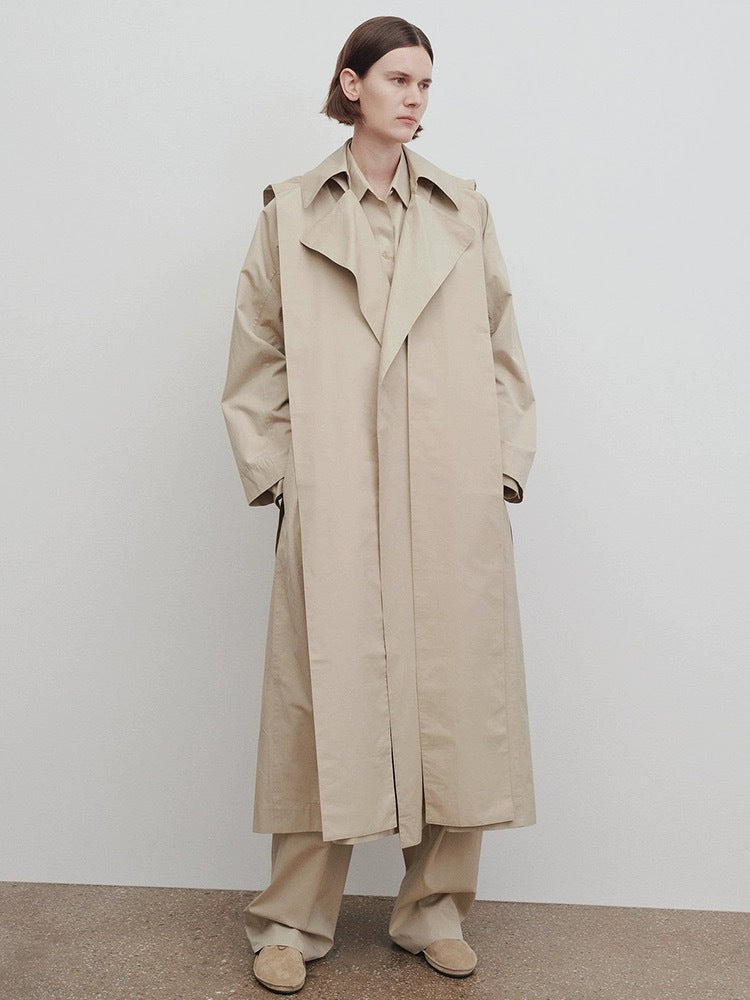 Damen Oversize Trenchcoat Lang Breiter Kragen Norvielle