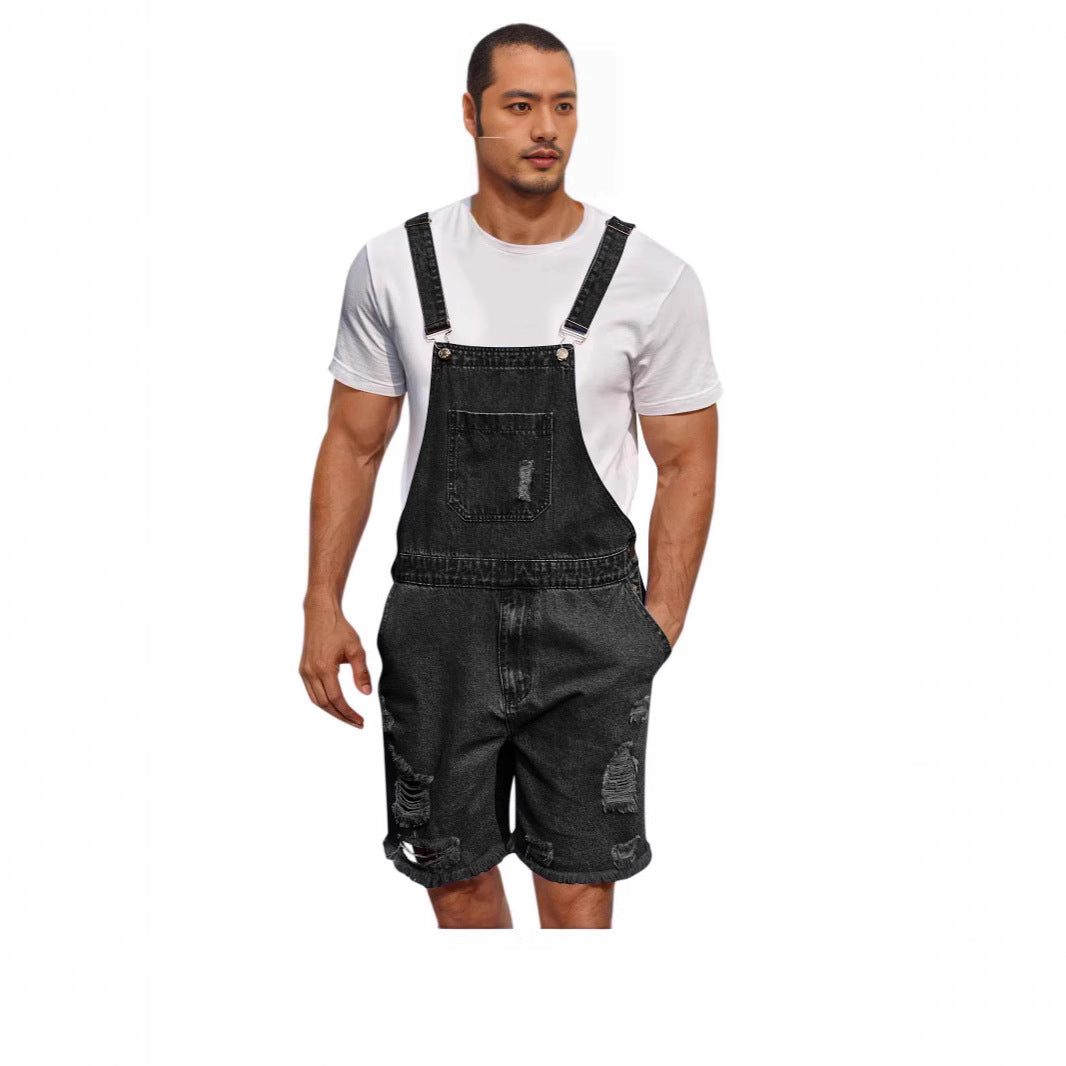 Herren Latzhose Denim Distressed