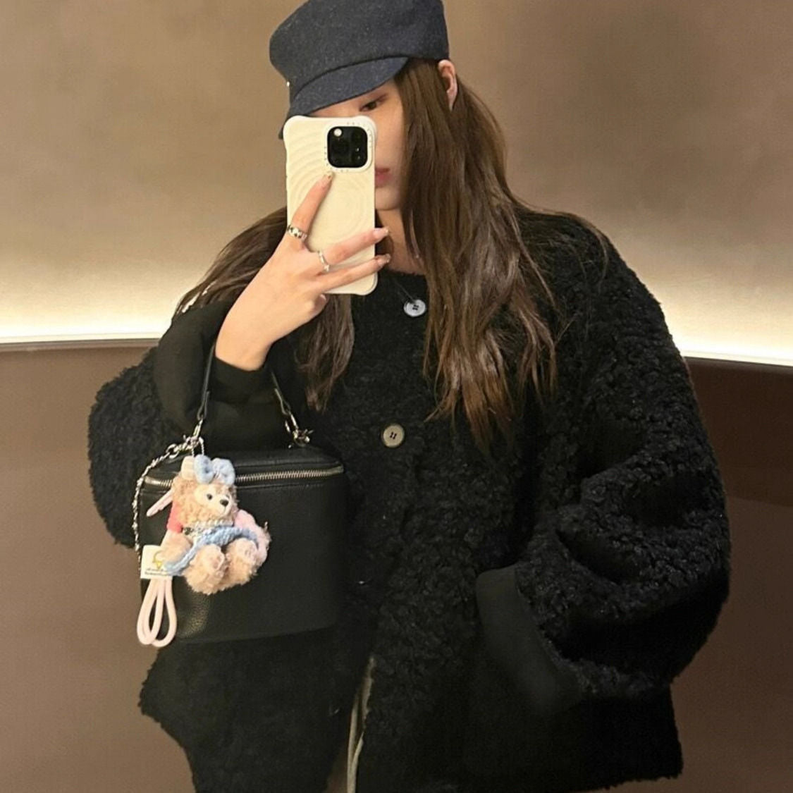 Damen Plüschjacke mit Knöpfen Norvielle