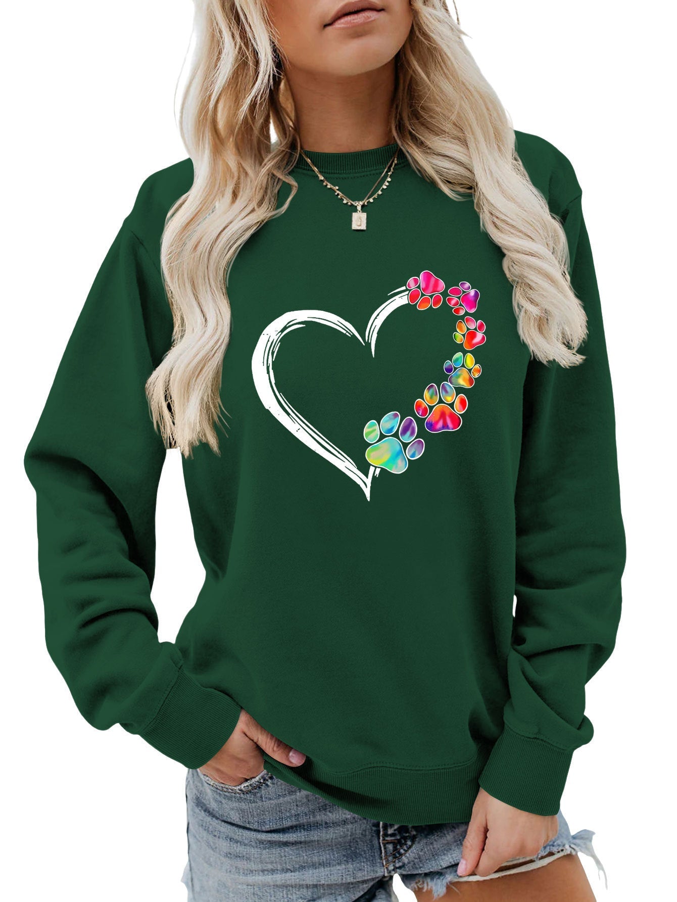 Damen Sweatshirt Pfotenherz-Design Norvielle