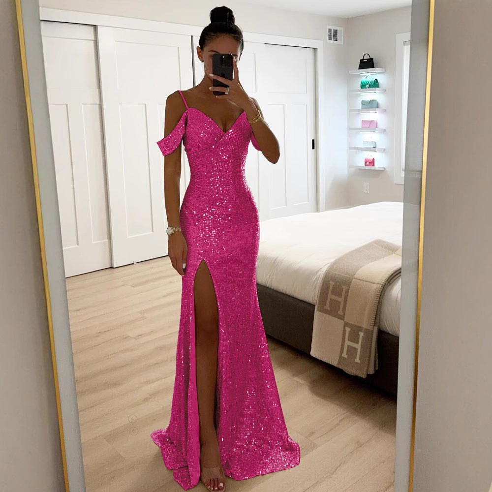 Damen Abendkleid Glitzer