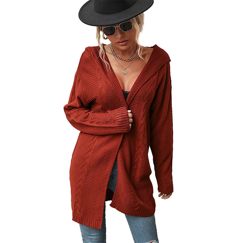 Damen Strickjacke Offene Front Strukturiert Beige