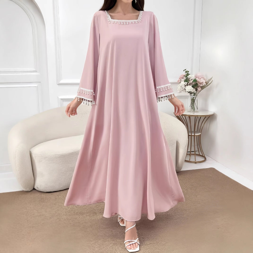 Damen Maxikleid Dekorative Fransen Weite Ärmel Norvielle