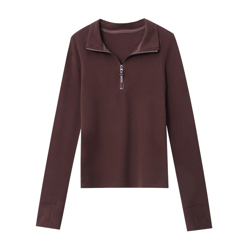 Damen Langärmelige Quarter-Zip Sweatjacke Elastisch