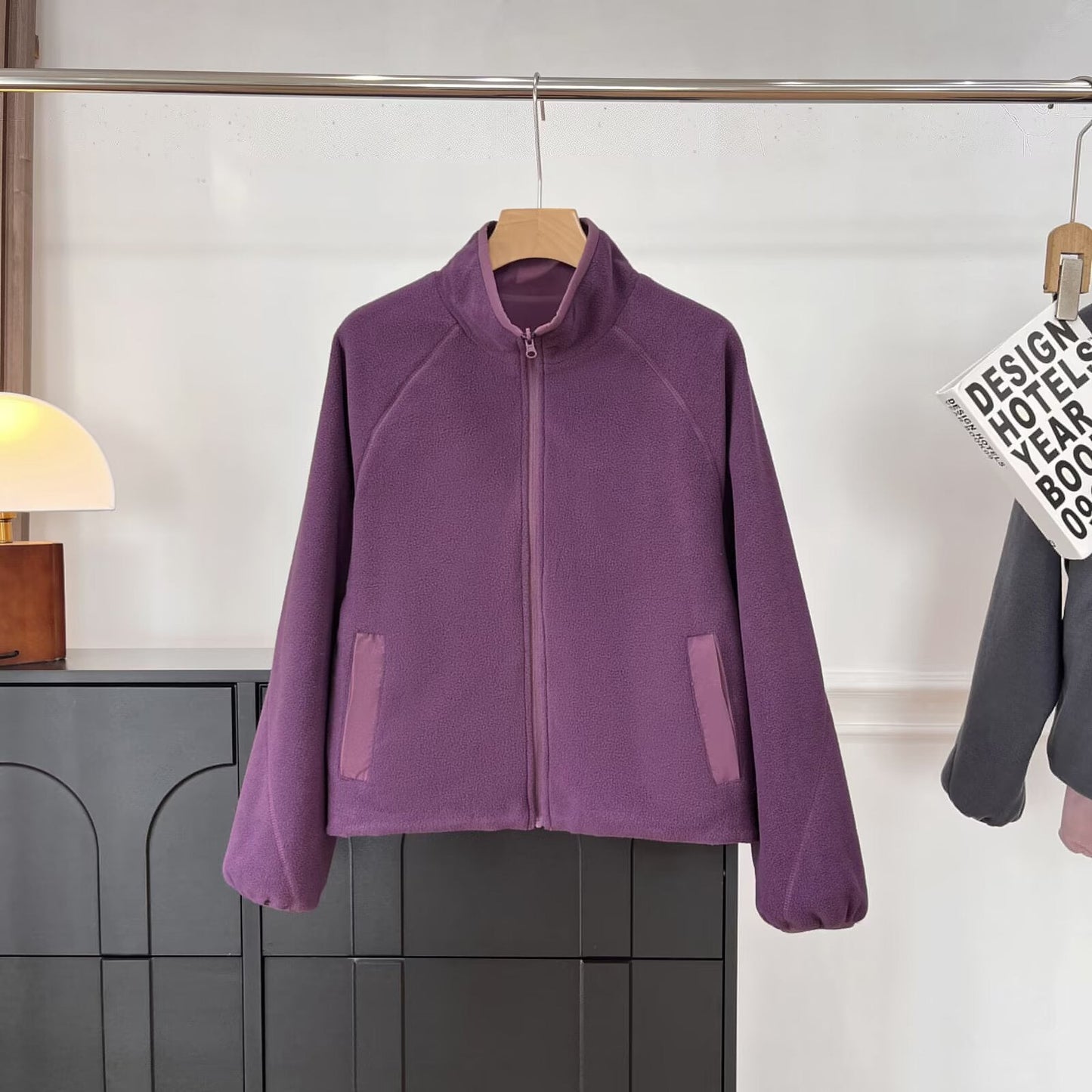 Damen Fleecejacke Kuschelig Hochkragen Eingrifftaschen Norvielle