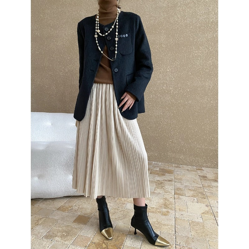 Damen Blazer aus Wolle mit Taschen und Dekor-Knöpfen