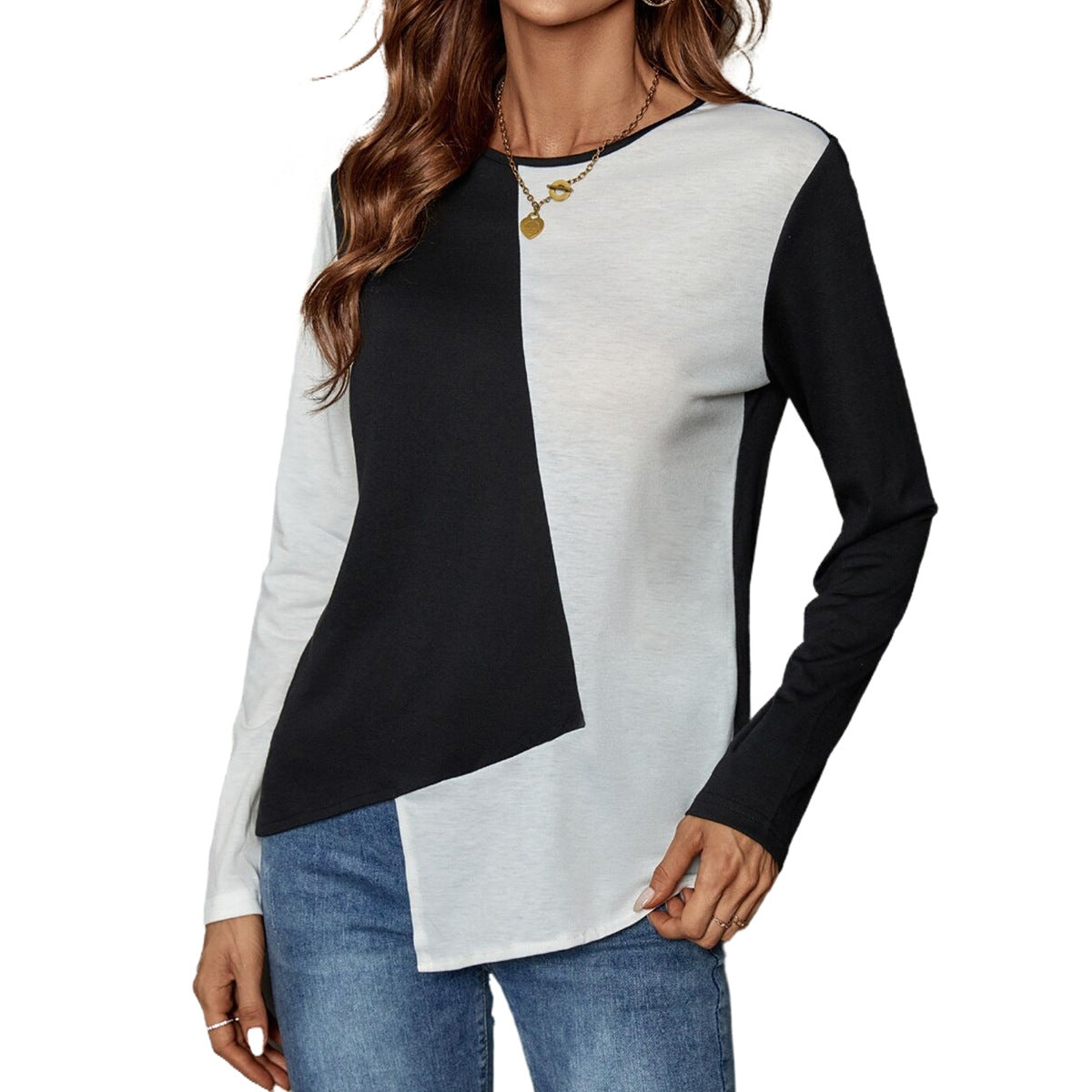 Damen Langarmshirt Farbblockierung Norvielle