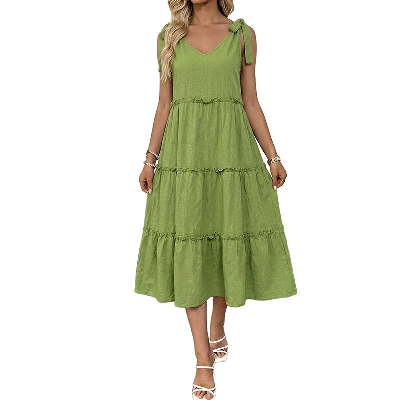 Damen Maxikleid Rüschendetails Träger Norvielle