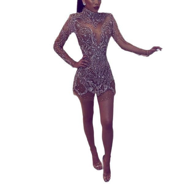 Damen Minikleid mit Pailletten und Fransen