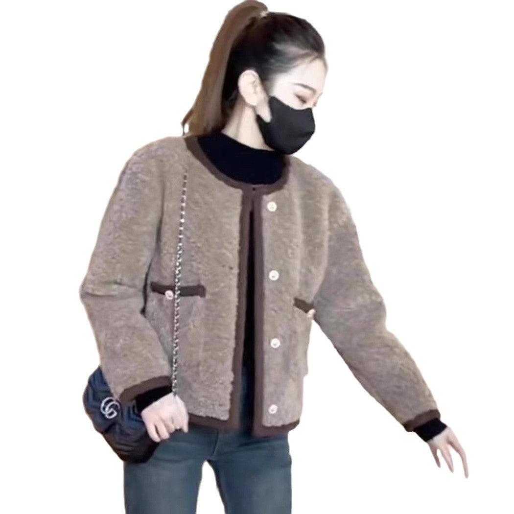 Damen Teddyjacke Kuschelig Knöpfe Beige Norvielle