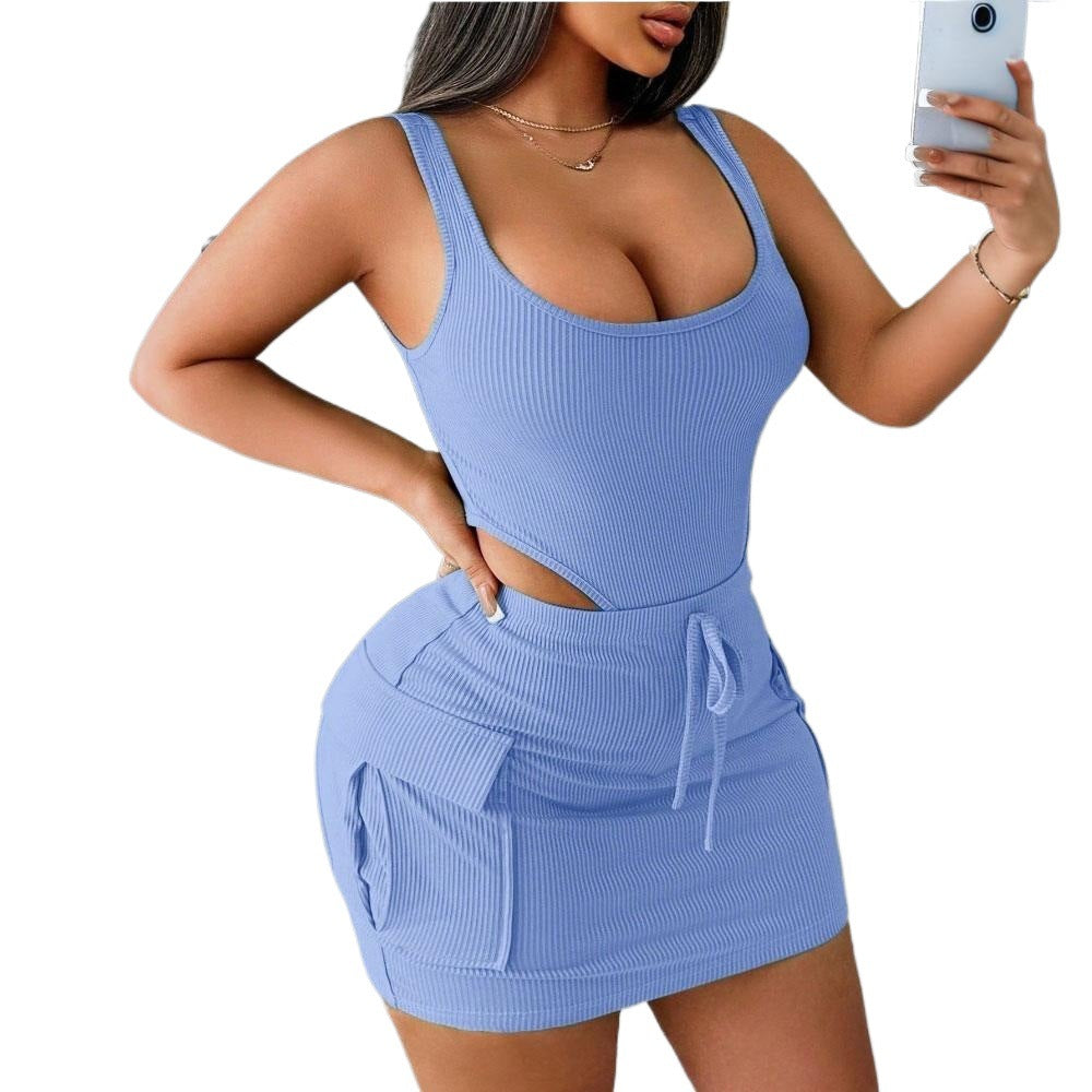 Damen Kleid mit Taschen Hochelastisch Norvielle