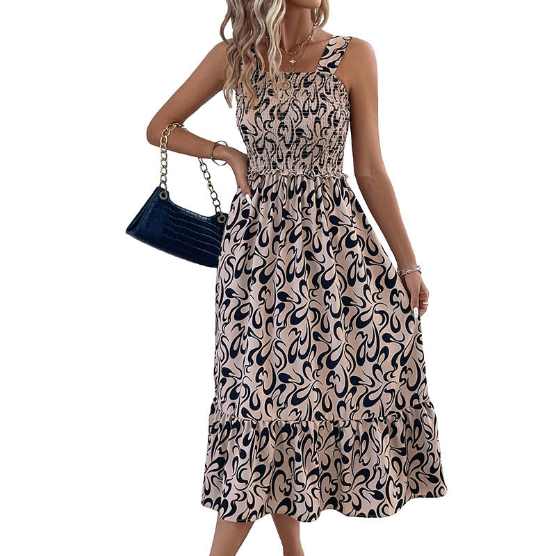 Damen Ärmelloses Maxikleid Rüschen Kreatives Muster Norvielle