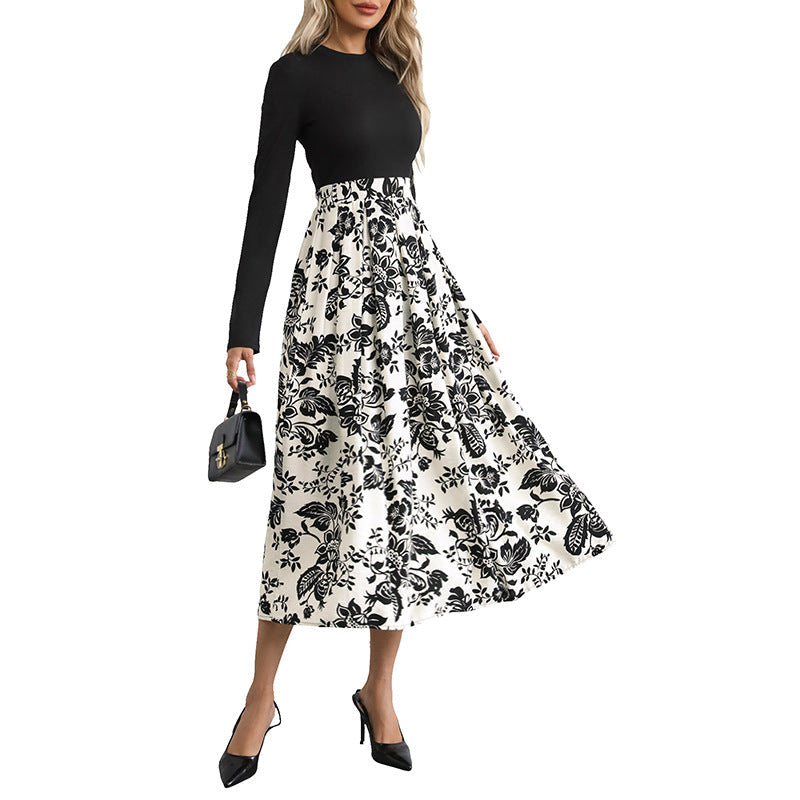 Damen Maxikleid Floralmuster Eleganter Bund Norvielle