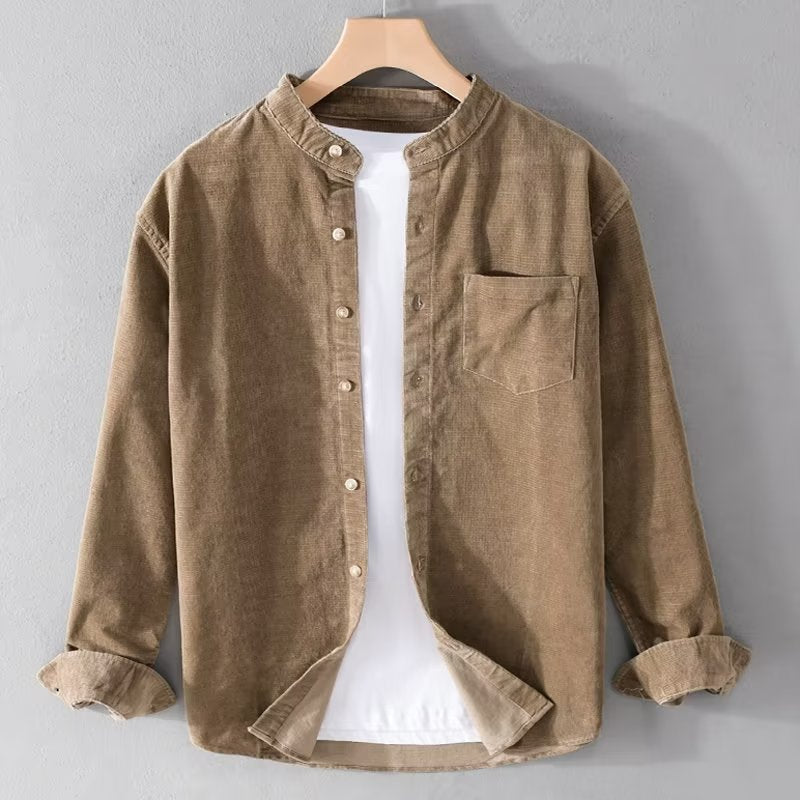 Damen Cord-Hemdjacke Moderner Stehkragen Brusttasche Norvielle