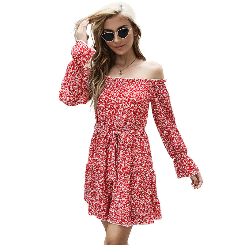 Damen Sommerkleid Rüschendetails Elastischer Taillengürtel Norvielle
