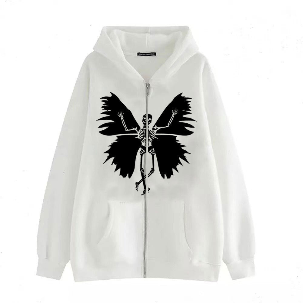 Damen Hoodie Skelett Schmetterling Motiv Norvielle
