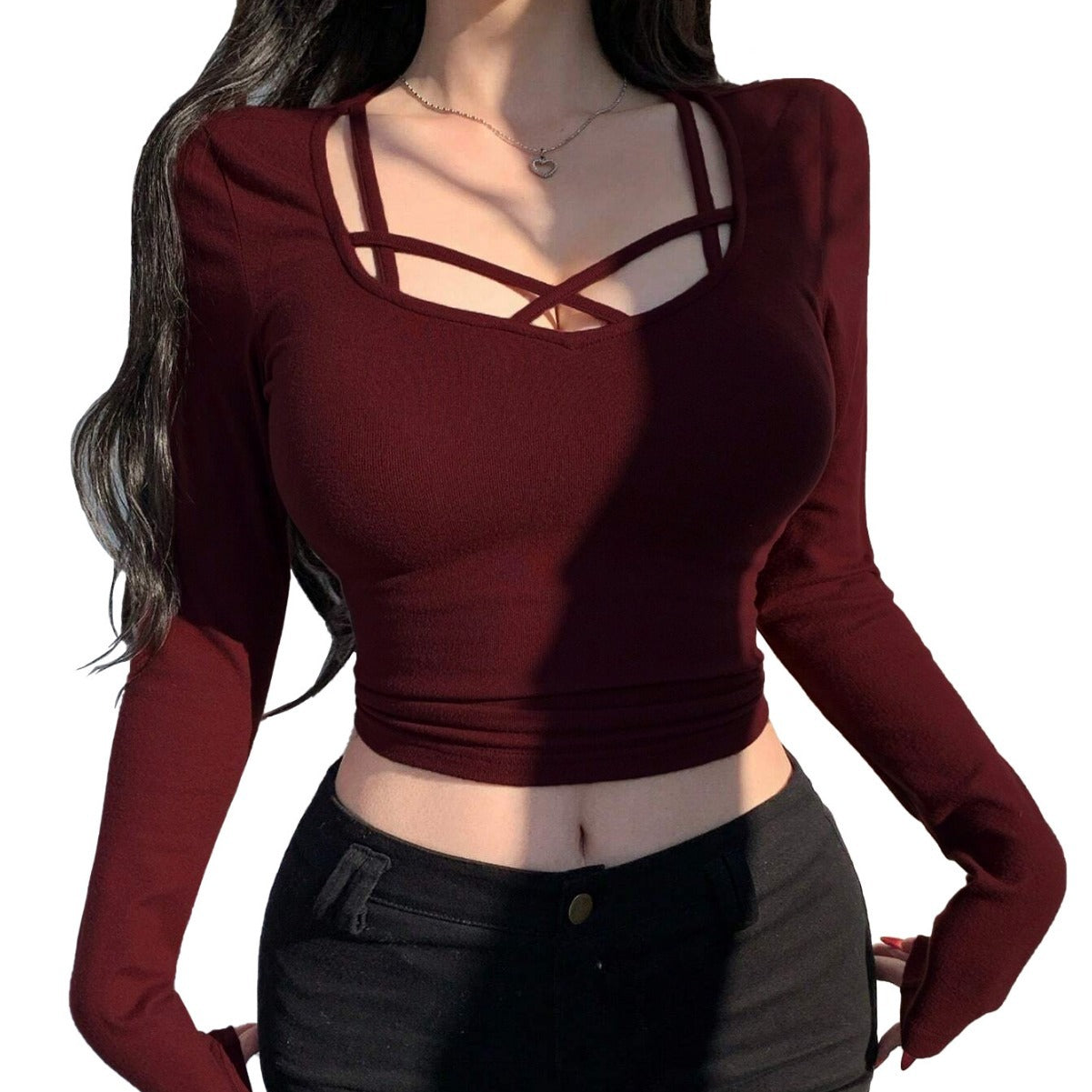 Damen Langarm- mit Knotendetail Eleganter Schnitt