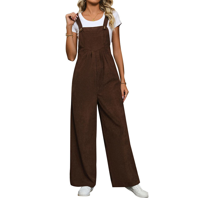Damen Latzhose Weites Bein Hochwertiger Stoff Bequem