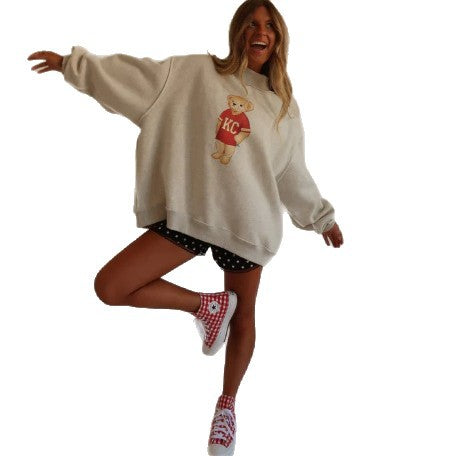 Damen Oversized Sweatshirt Bärenmotiv Norvielle