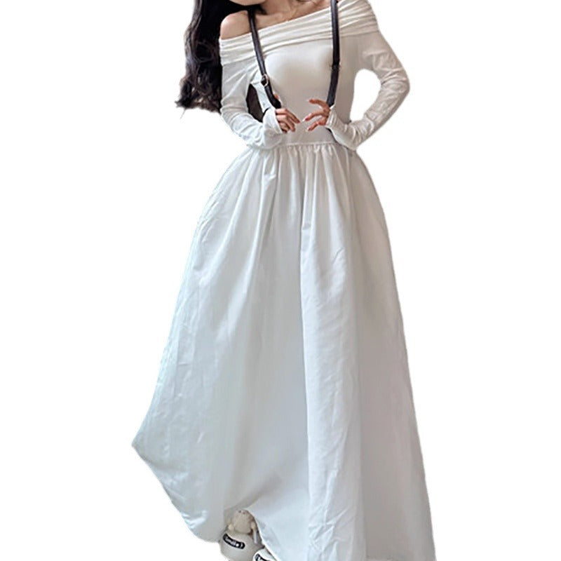 Damen Off-Shoulder Maxikleid mit Trägerdetails Modern Eleganz