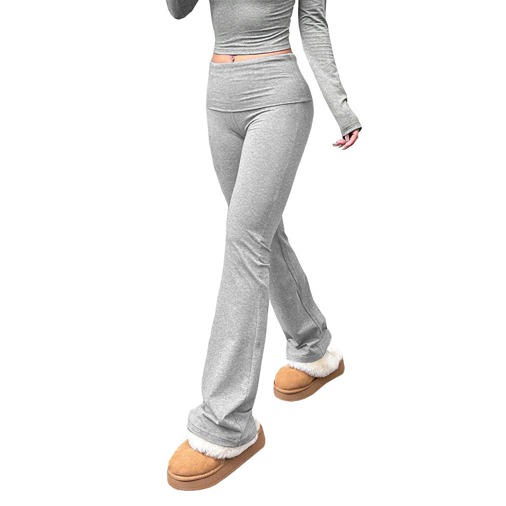 Damen Loungehose Weiches Futter Eleganter Flared-Stil