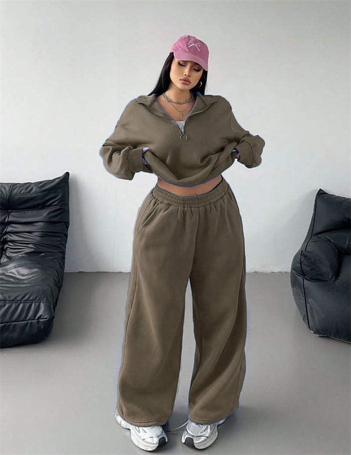 Damen Sportliches Hoodie und Sweathosen Set Baumwolle