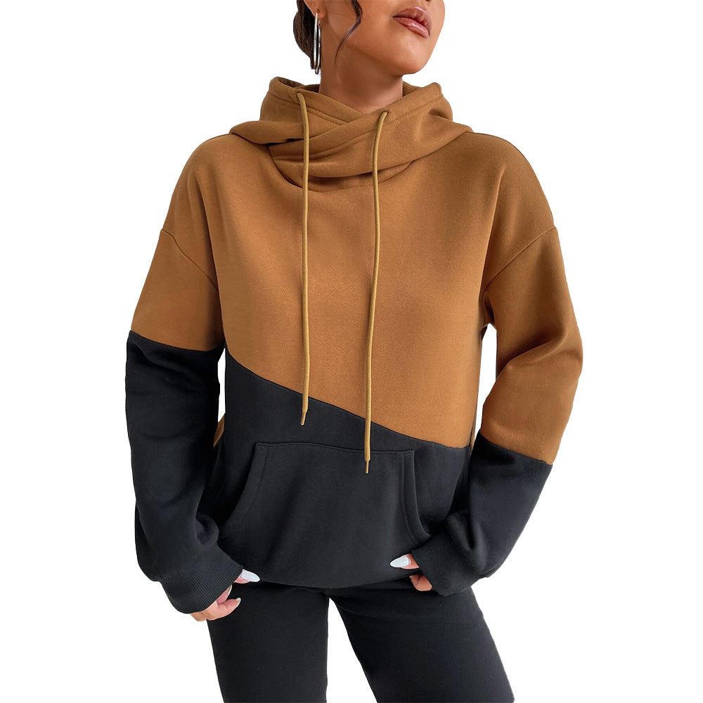 Damen Oversized Kapuzenpullover Farbblock-Design