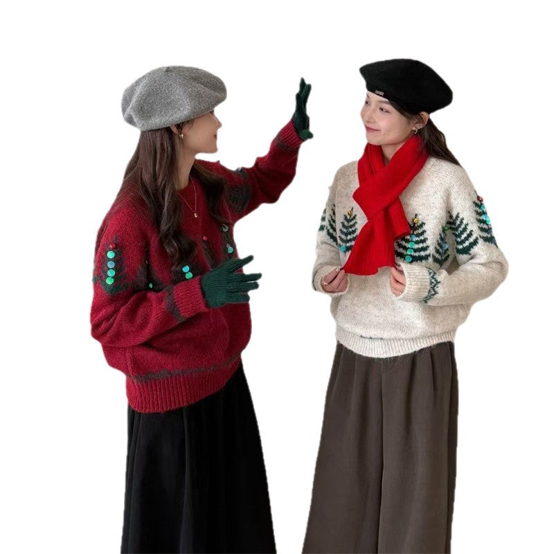 Damen Pullover Kuschelig Muster Applikationen Norvielle