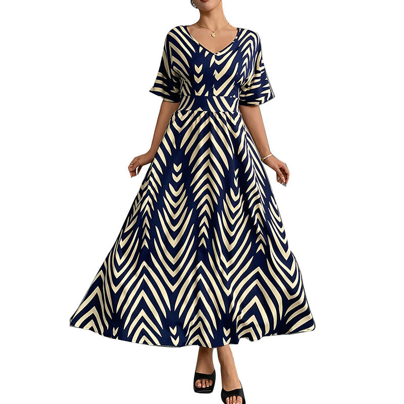 Damen Maxikleid V-Ausschnitt Geometrisches Muster Norvielle