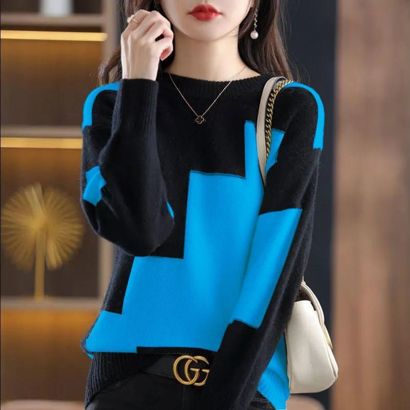 Damen Strickpullover Gemusterter Geometrisches Design Norvielle