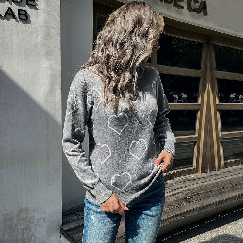 Damen Strickpullover Herzdesign Lässig Norvielle