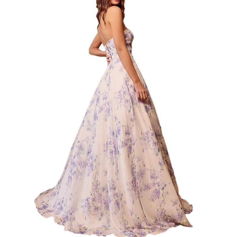 Damen Hochzeitskleid Sweetheart-Ausschnitt Florales Chiffon Weiß