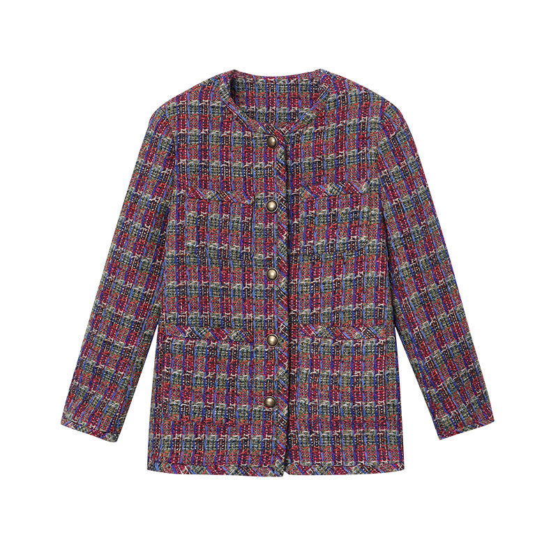 Damen Tweedjacke Elegant Dekorative Knöpfe Norvielle