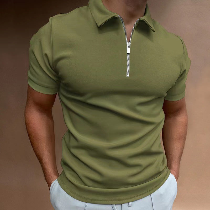 Herren Polo-Shirt Kurzarm Reißverschlusskragen
