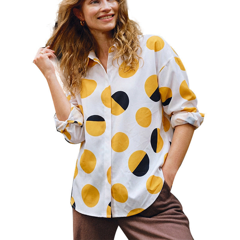 Damen Bluse mit Punkte-Design und klassischen Ärmeln Norvielle