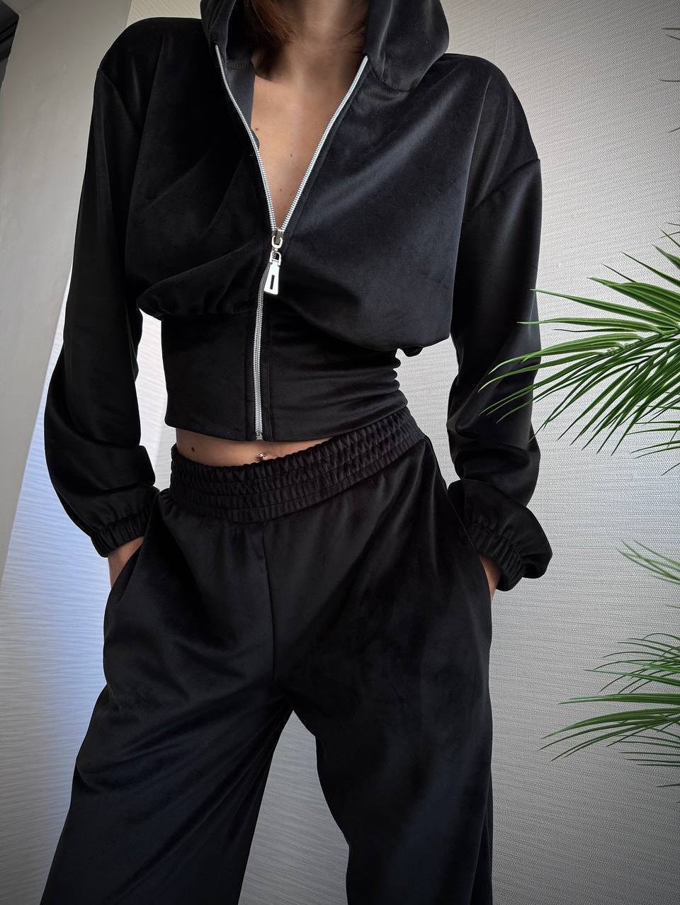 Damen Lounge-Set mit Kapuze elastischer Bund Norvielle