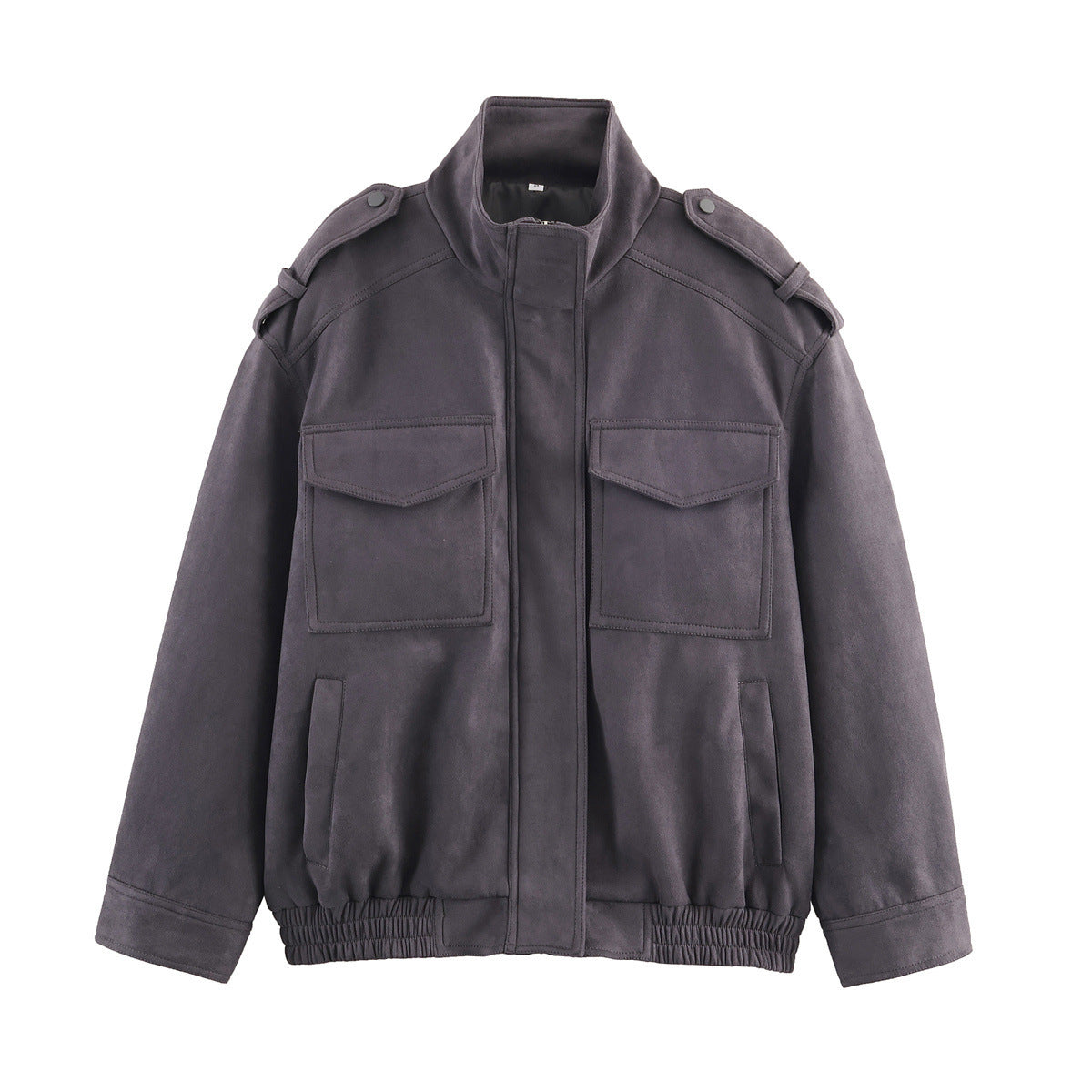 Damen Utility-Jacke Praktische Taschen Hochschließender Kragen