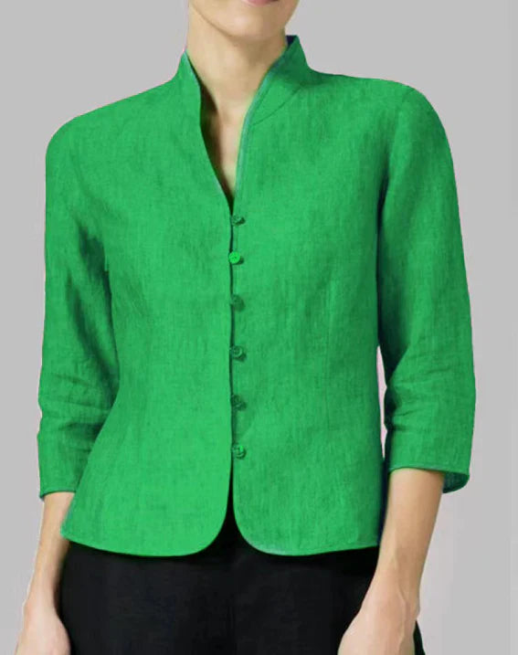 Damen Bluse Stehkragen 3/4 Arm