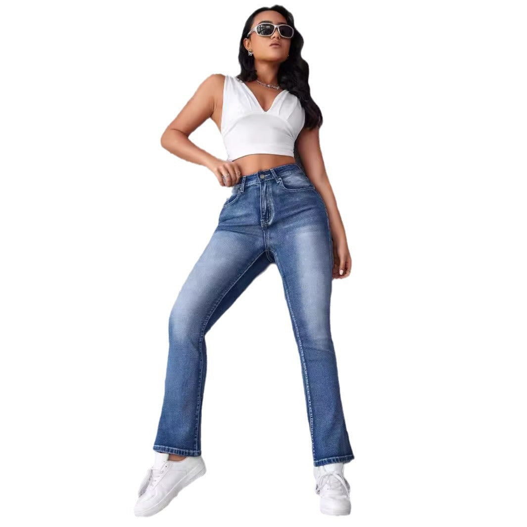 Damen High Waist Jeans Flare Bein Norvielle