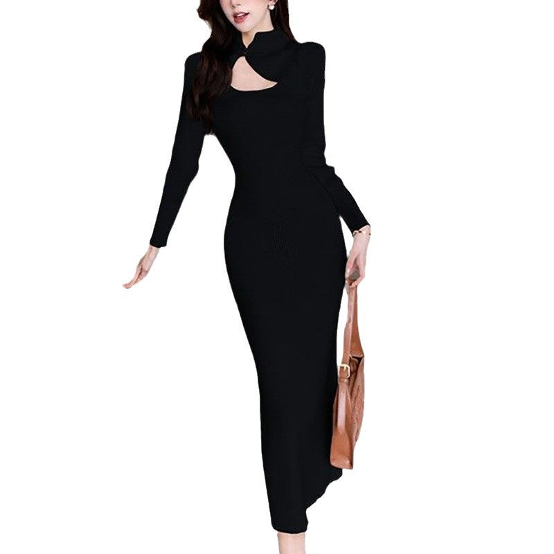 Damen Midikleid Asymmetrisch Strukturstrick