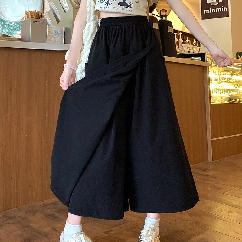 Damen Sommerrock Weit mit hoher Taille und Taschen